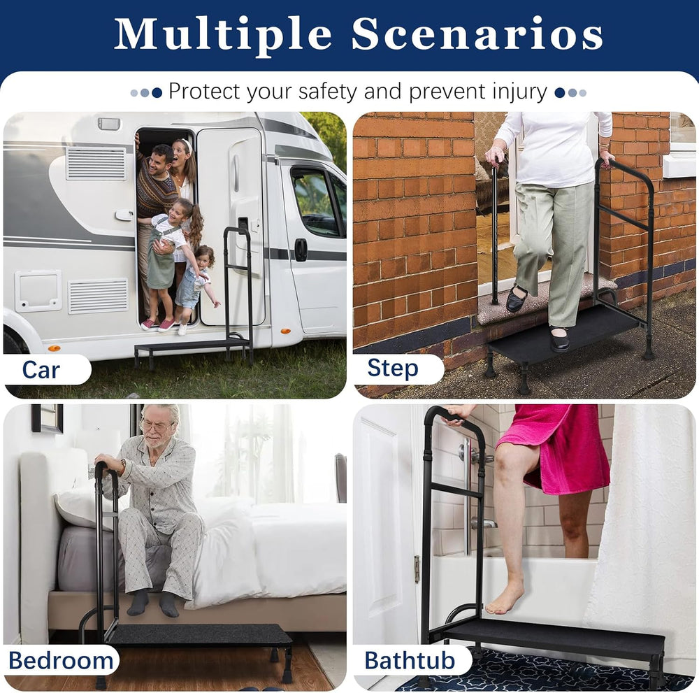 5-Leg Bed Step Stool with Adjustable Height Handle for Adults