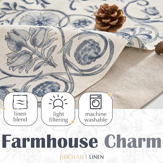 jinchan Linen Valance Kitchen Curtain Pack of 2 Double Layer 16 Inch - Image 5