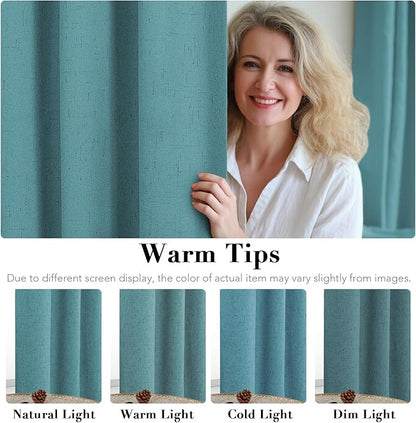 H.VERSAILTEX Primitive Linen Curtains 100% Blackout Curtain Drapes Burlap - Image 5