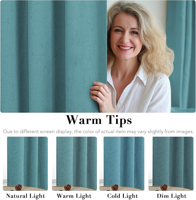 H.VERSAILTEX Linen Blackout Curtains 45 Inches Long 100% Absolutely Blackout - Image 5