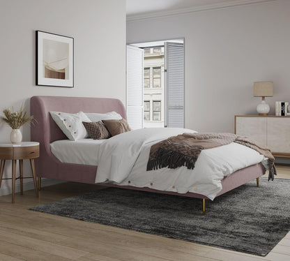 manhattan comfort heather full size bed frame with shown in use