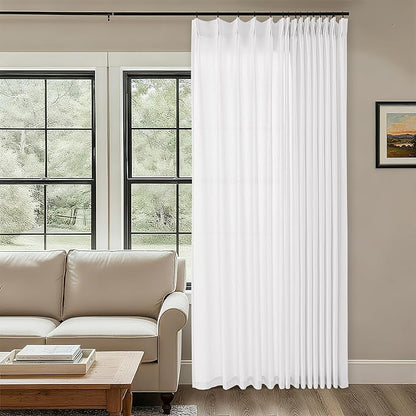 Extra Wide Pinch Pleat 100 x 84 Inch Linen Curtains by DUKIYO