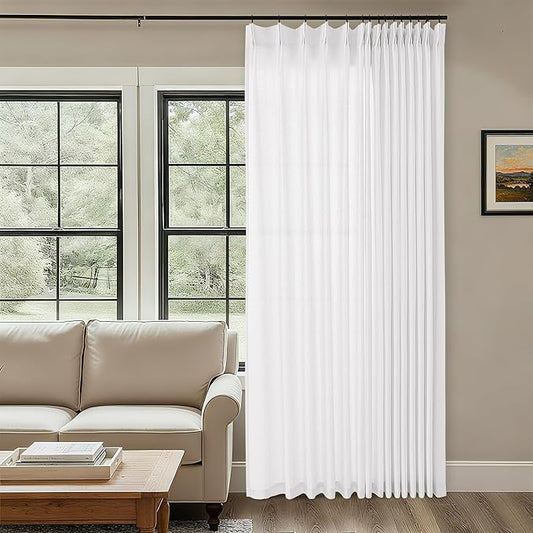 Extra Wide Pinch Pleat 100 x 84 Inch Linen Curtains by DUKIYO