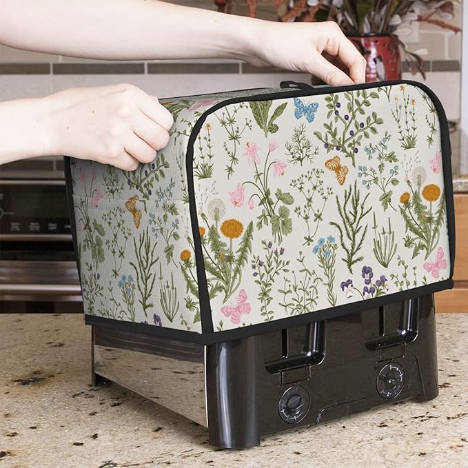Vintage Flower Wild Herb Floral 2 Slice Toaster Cover, Waterproof Toaster Dust - Image 2