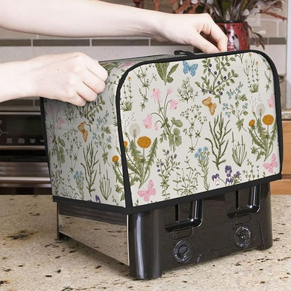 Vintage Flower Wild Herb Floral 2 Slice Toaster Cover, Waterproof Toaster Dust - Image 2