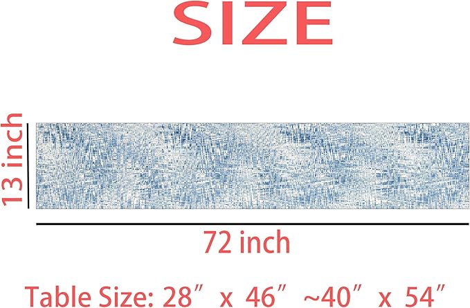 Blue Table Runner Modern Art Table Runner 72 Inches Long Dresser Scarves Coffee - Image 3