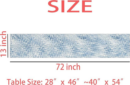 Blue Table Runner Modern Art Table Runner 72 Inches Long Dresser Scarves Coffee - Image 3
