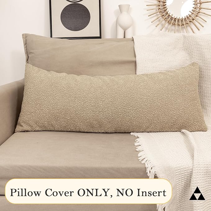 20x54 inch Neutral Boucle Body Pillow Cover, Camel Long Pillow Cover Cozy Soft - Image 7