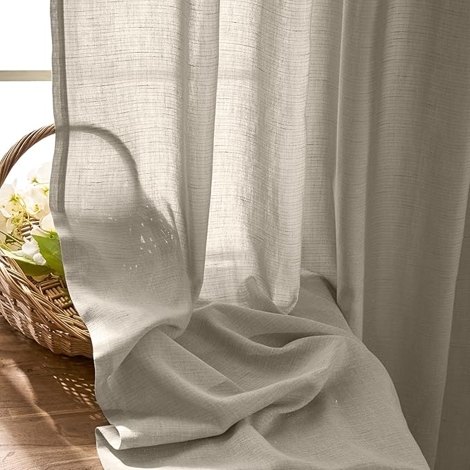 jinchan Linen Blend Clost Curtains 96 inch Length 2 Panels - Image 6