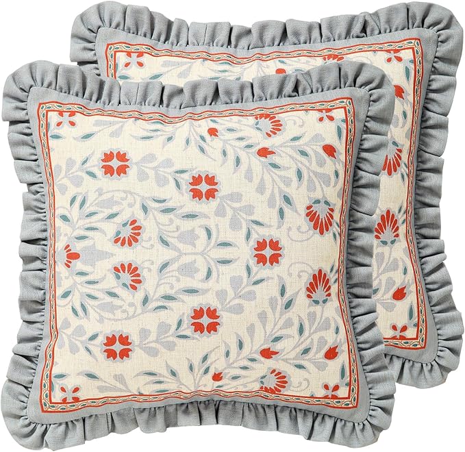 Floral Throw Pillow Covers Set of 2, Cottage Rustic by bilingaier