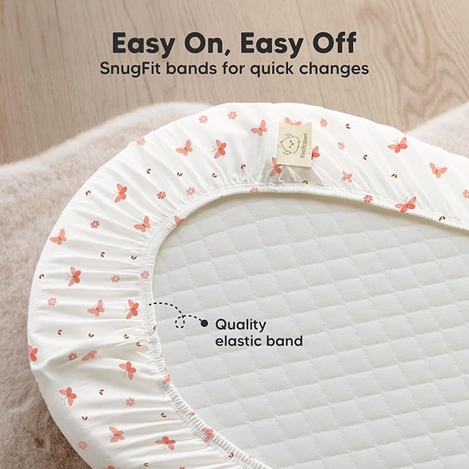 2-pk Waterproof Bassinet Sheets Girls, Cotton - Image 6