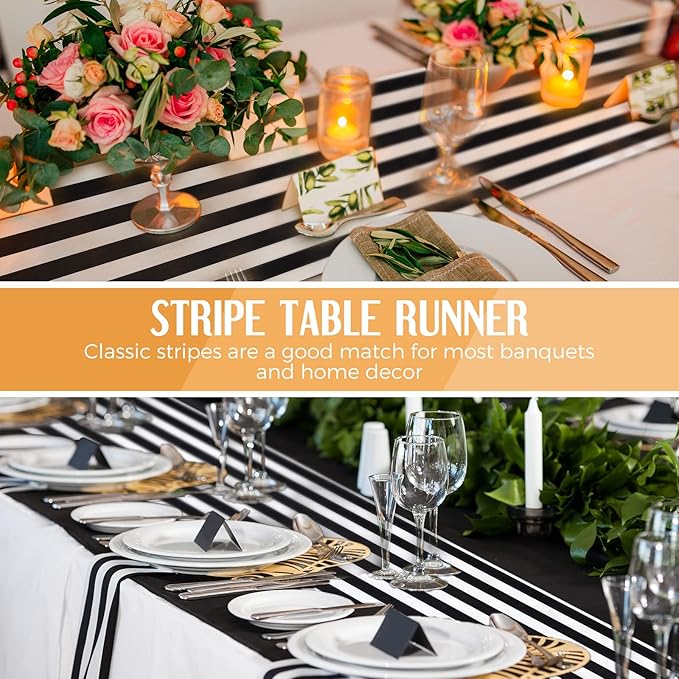 Striped Table Runner Polyester Decor Striped Design Modern Table Runner Elegant - Image 6