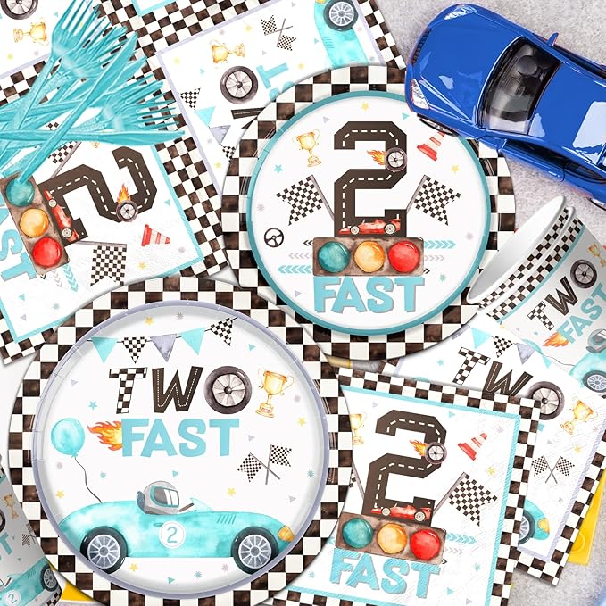142pcs Two Fast Birthday Party Tableware Decorations - Image 5
