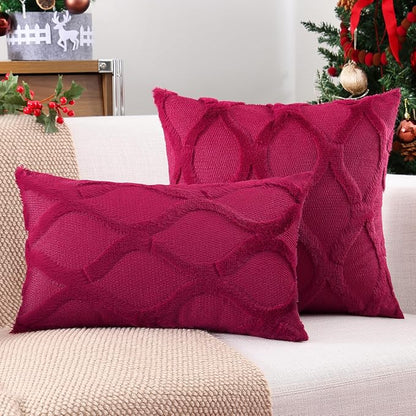 decorUhome Christmas Throw Pillow Covers 24x24 Inch Set of 2, Soft Plush Faux - Image 4