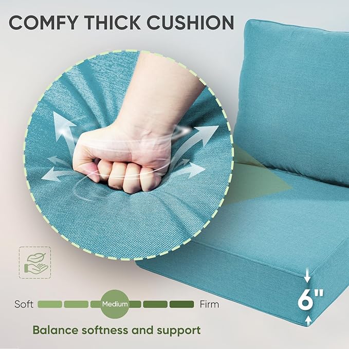 Outdoor Chair Cushions Set of 3, Waterproof 24x24 Patio Chair Cushion, Couch - Image 5
