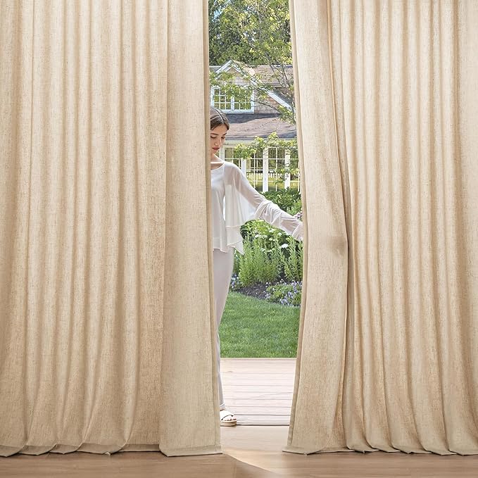 MIULEE Non-See-Through Privacy Linen Curtains 2 Panels, Light Filtering Window - Image 2