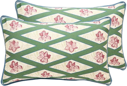patdrea Designer Throw Pillow Covers Set of 2, French Elegant Spring Green Linen by Welcometopatdrea