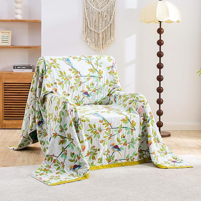 Boho Throw Blanket for Bed, 100% Cotton Soft Rustic Quilt Fall Blanket - Image 2