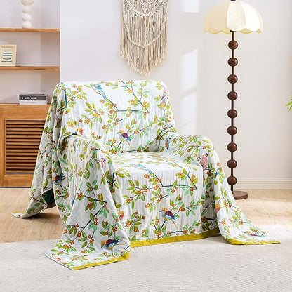 Boho Throw Blanket for Bed, 100% Cotton Soft Rustic Quilt Fall Blanket - Image 2