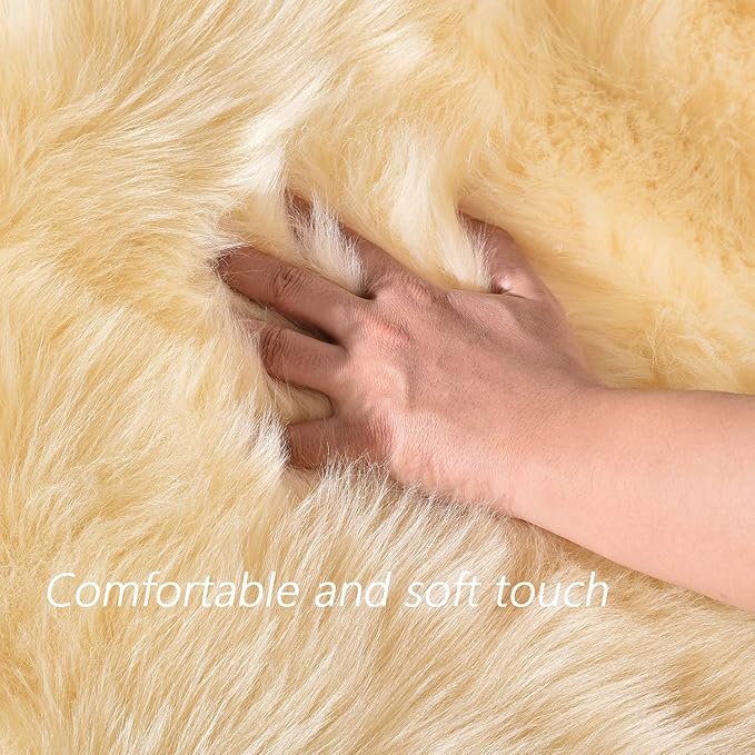 Latepis Yellow Runner 2x6 Fluffy Rug Faux Sheepskin Fur Rug - Image 4