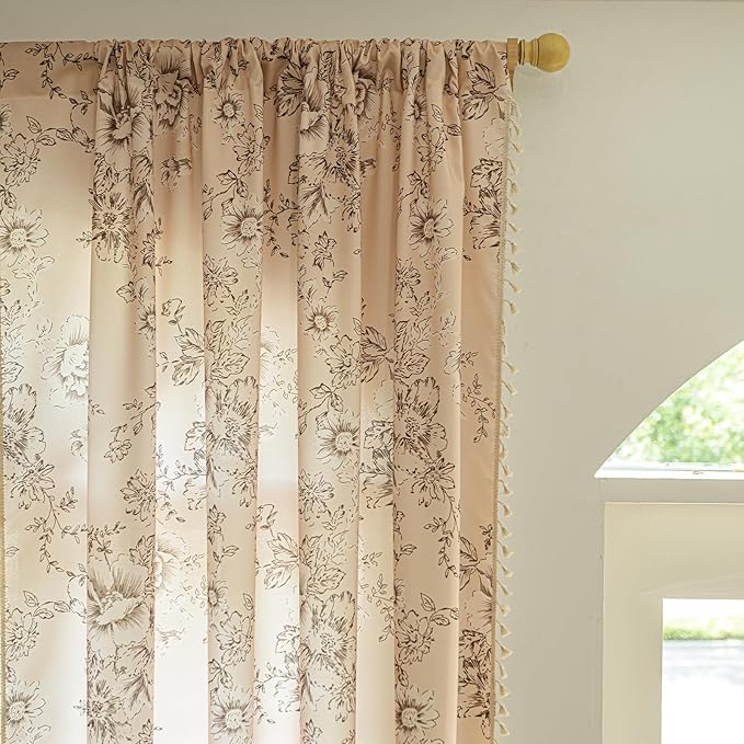 ENJOYBRIDAL Floral 96 Inch Curtains 2 Panel Se Living Room Farmhouse Drapes - Image 4