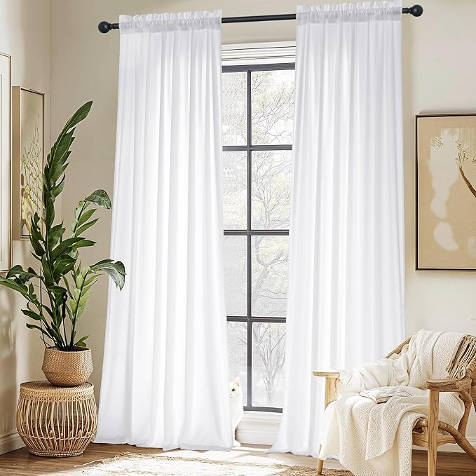 NICETOWN 2 Panels Non-See-Through Privacy Sheer Curtains 102 Inches Long by NICETOWN