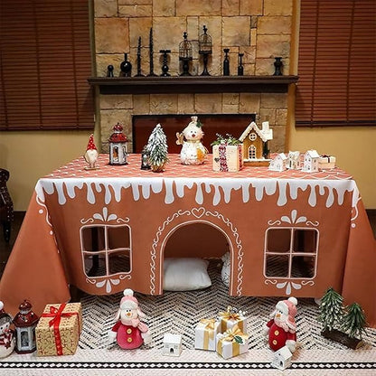Gingerbread House Christmas Tablecloth, Reusable Waterproof Stain-Resistant by Unknown