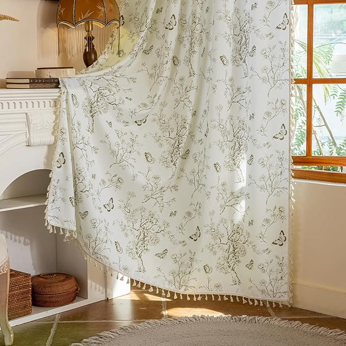 ENJOYBRIDAL Floral Curtains 84 Inch Long Boho Semi Sheer Drapes 2 Panels - Image 6