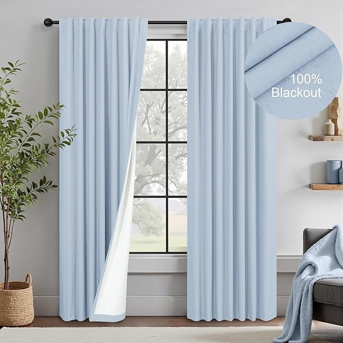 Nursery Curtains Girls Teen Boy Baby Blue Boho Blackout Drape Light Blocking by DANCURTON
