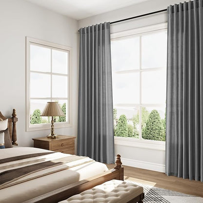 Nanspring Blazer Grey Curtain Linen Blend Light Filtering Back Tab Curtains 96 - Image 8