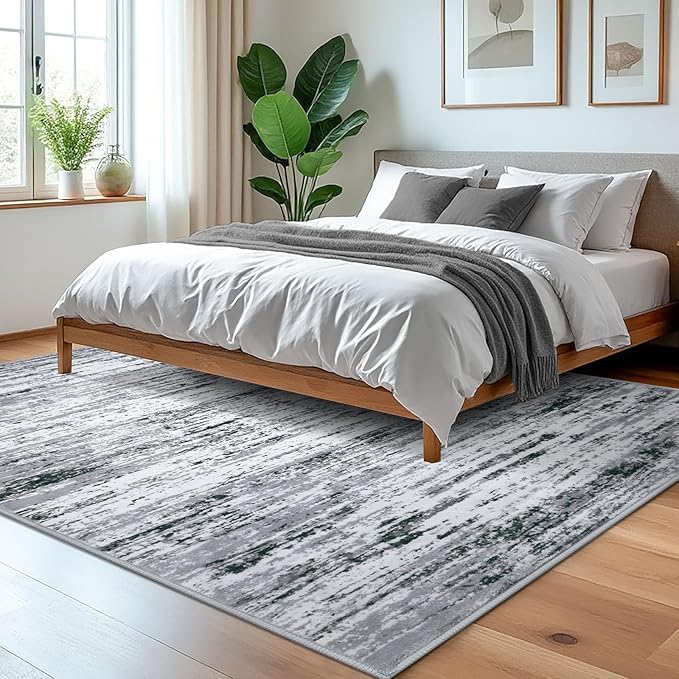 Modern Abstract 5x7 Machine Washable Area Rug Non-Slip Soft Bedroom Living Romm - Image 2
