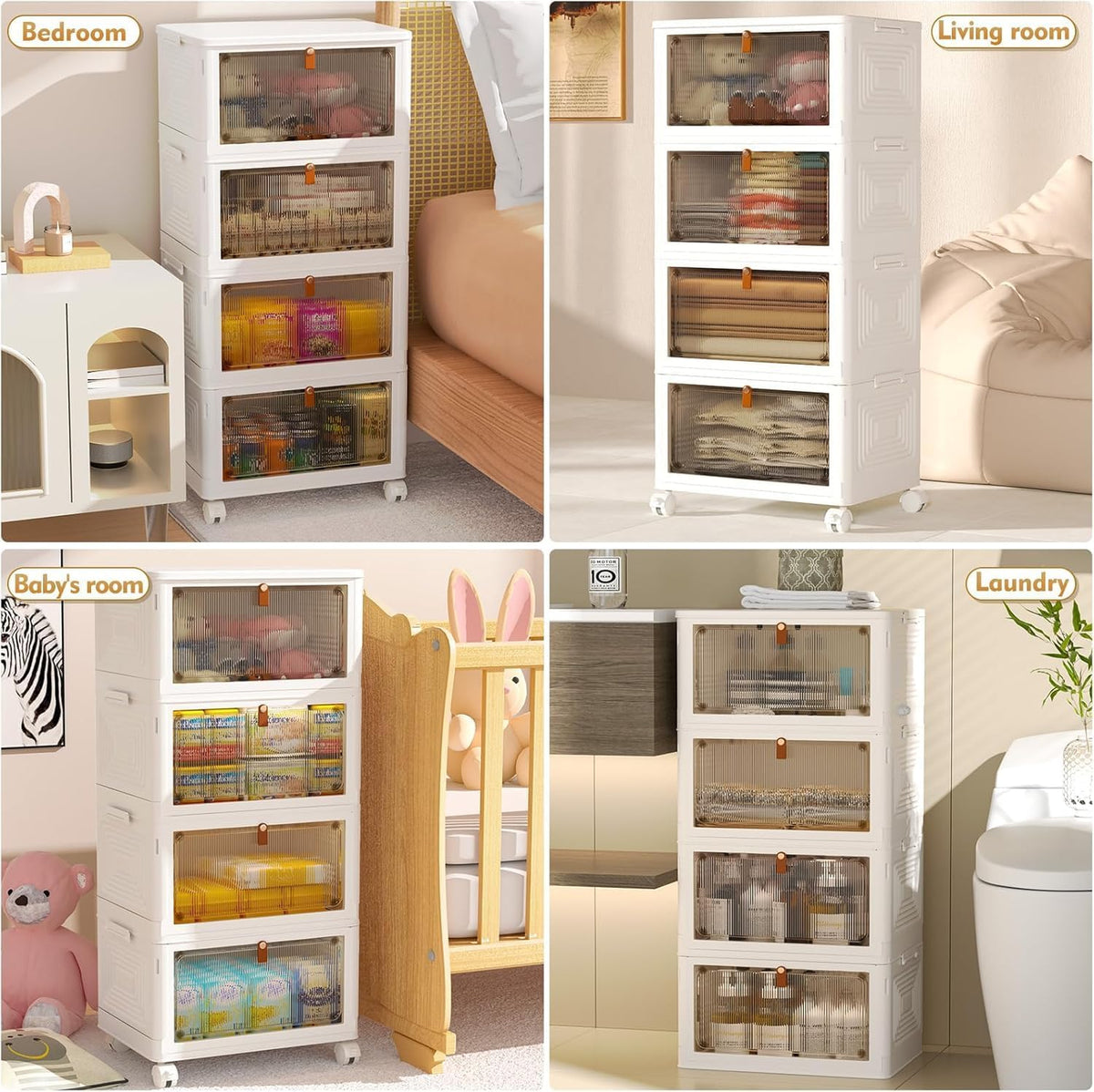 yfxcvsl 4 tier plastic storage bins with lid, close-up detail
