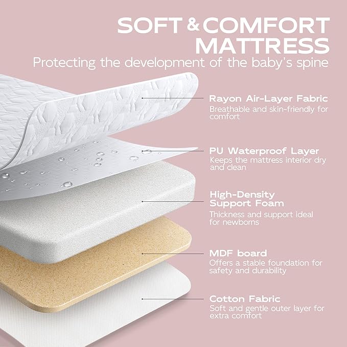 BabyBond Baby Bassinet, 3 in 1 Bassinet Bedside Sleeper - Image 5