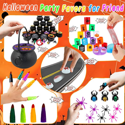 288PCS Halloween Party Favors, 24 Mini Cauldron Sets for Trick or Treat