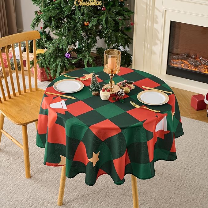 Christmas Tablecloth Round 60 Inch 1 Pack Waterproof, Machine Washable - Image 8