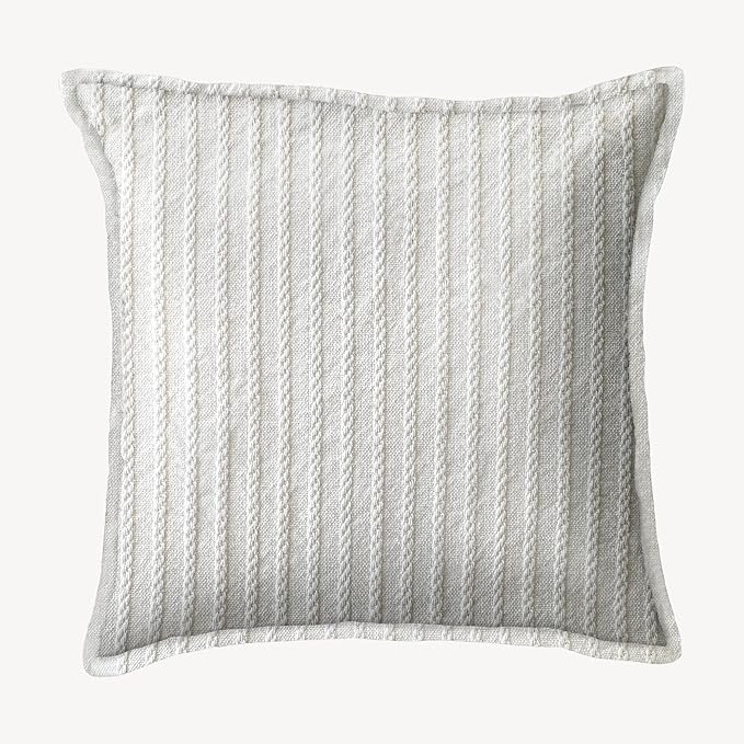 SanVia Ivory Pleat Premium Cotton Throw Pillow Covers, 20 x 20 Inches, Luxury by SanVia