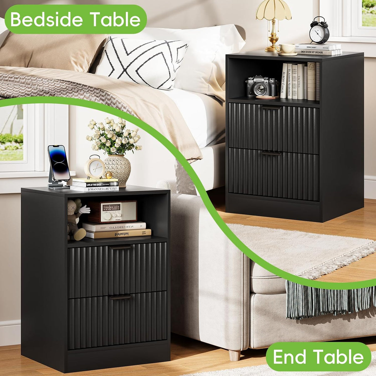 black night stand set 2, led nightstand with, package contents