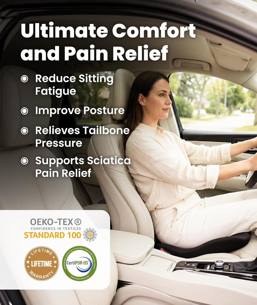 Everlasting Comfort Car Seat Cushion for Driving - Orthopedic Car Cushion for...