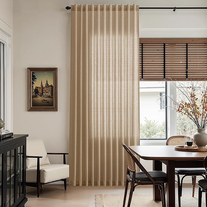 Nanspring Sand Beige Curtains 96 Inch Length 2 Panels Set - Image 6