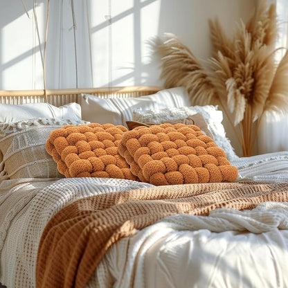 Wenqik 2 Pcs Knot Pillows Square Knotted Plush Throws Soft Accent Pillows - Image 6