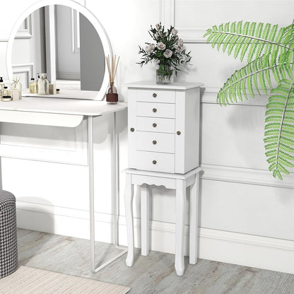 giantex standing jewelry armoire cabinet with 4 drawers shown in use