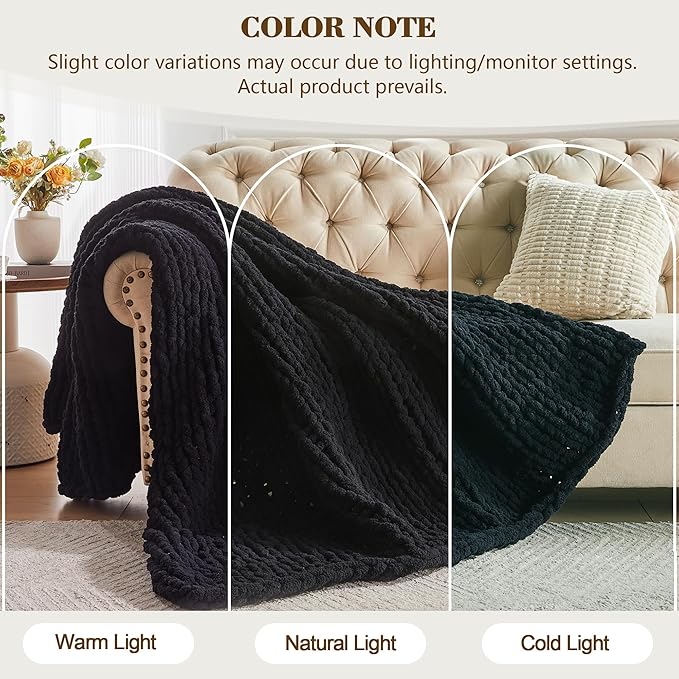 Carriediosa Chunky Knit Throw Blanket 60" X 80" Twin, 100% Hand Made Large - Image 2