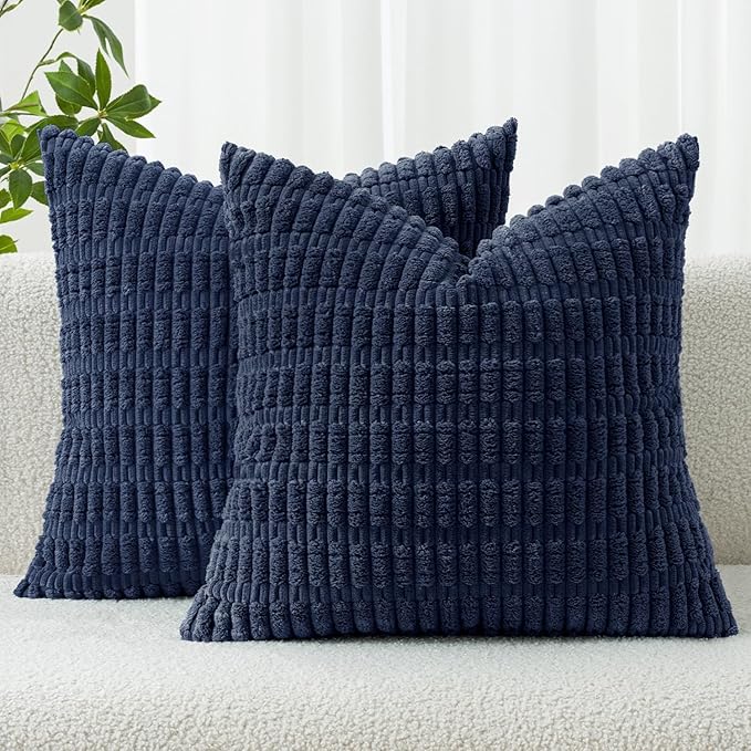 MIULEE Pack of 2 Corduroy Decorative Euro Sham Throw Pillow Covers 26x26 Inch by MIULEE