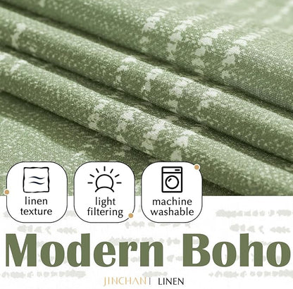 jinchan Boho Kitchen Curtains Linen Tier Curtains 36 Inches Bohemian Cafe Small - Image 3