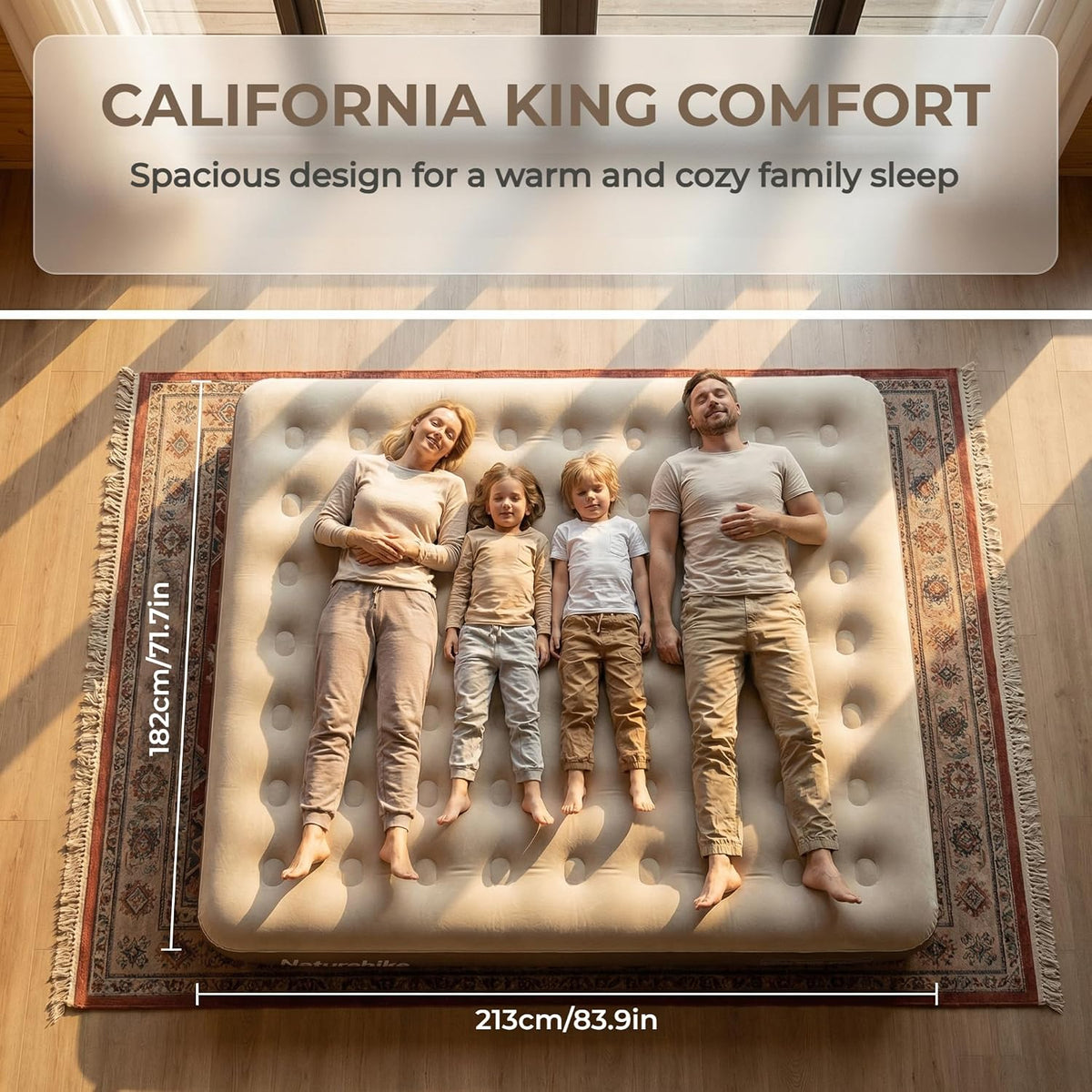 naturehike california king air mattresses with rechargeable built-in, side view