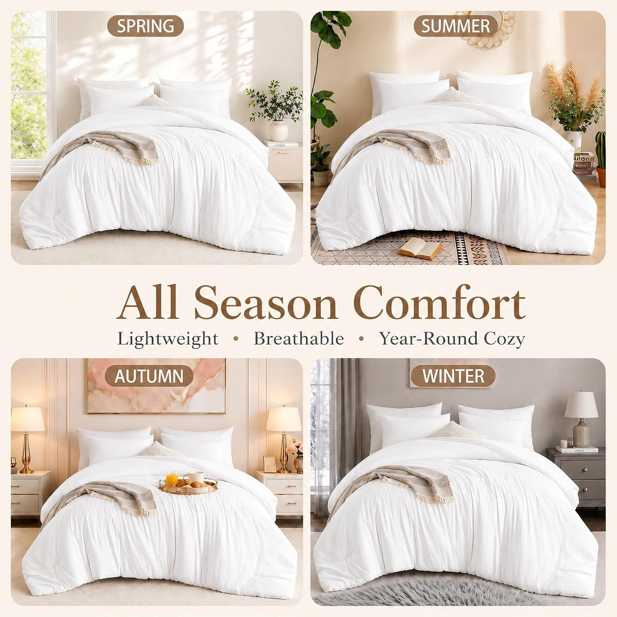 weigelia white comforter set queen size, all season, package contents