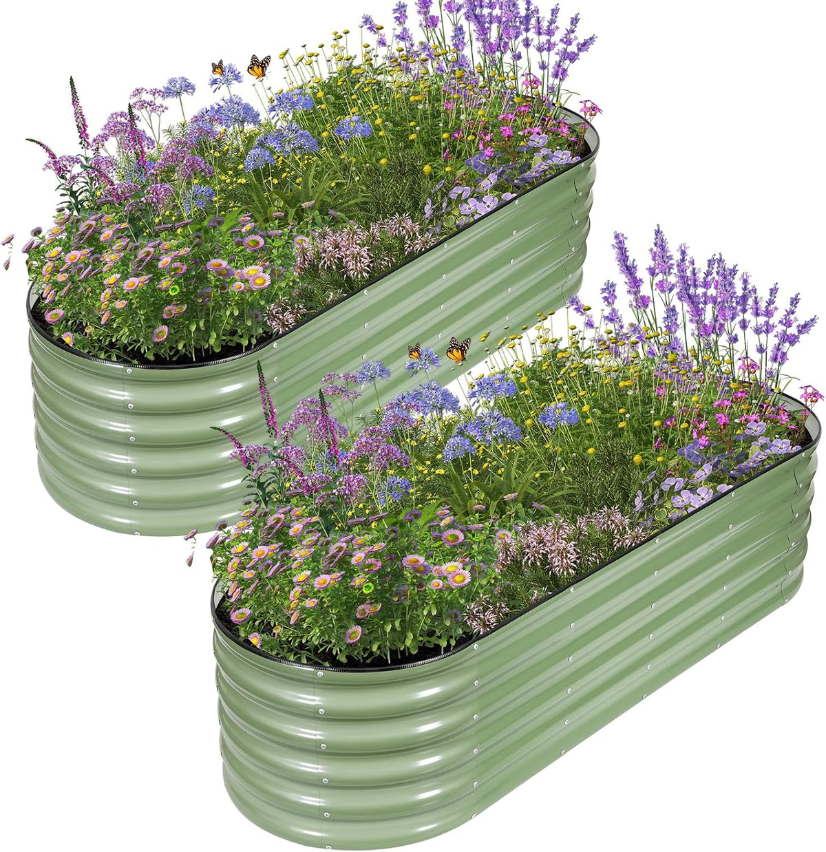 galvanized raised garden bed - 2 pcs 6x2x1.4ft, main product view