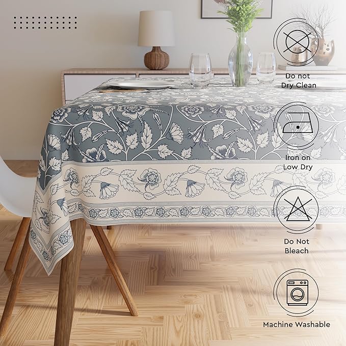 Encasa XO Rectangular 56"x94" Tablecloth | Water-Repellent Polyester Dining - Image 5