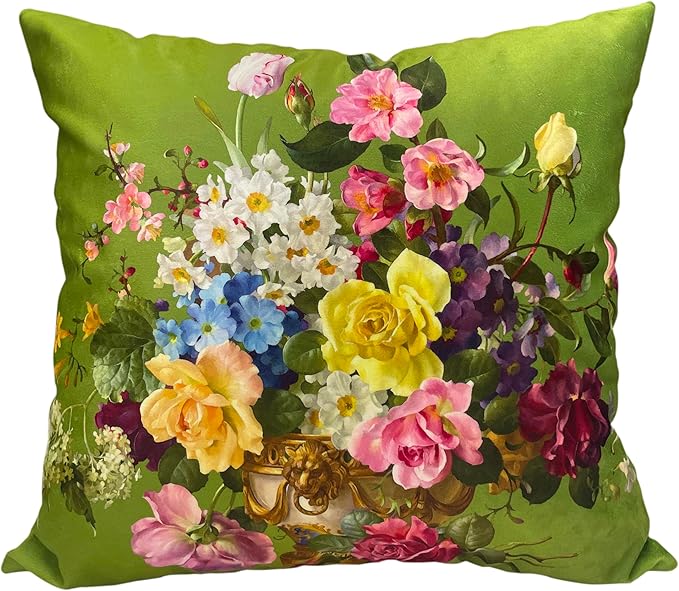 Elegant Velvet Floral Throw Pillow Cover Double Sides Handmake Flower by whooplaArt