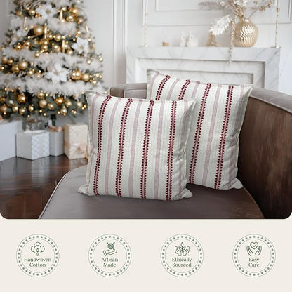 SanVia Winterberry Premium Cotton Throw Pillow Covers, 20x20 inch, Luxury - Image 4